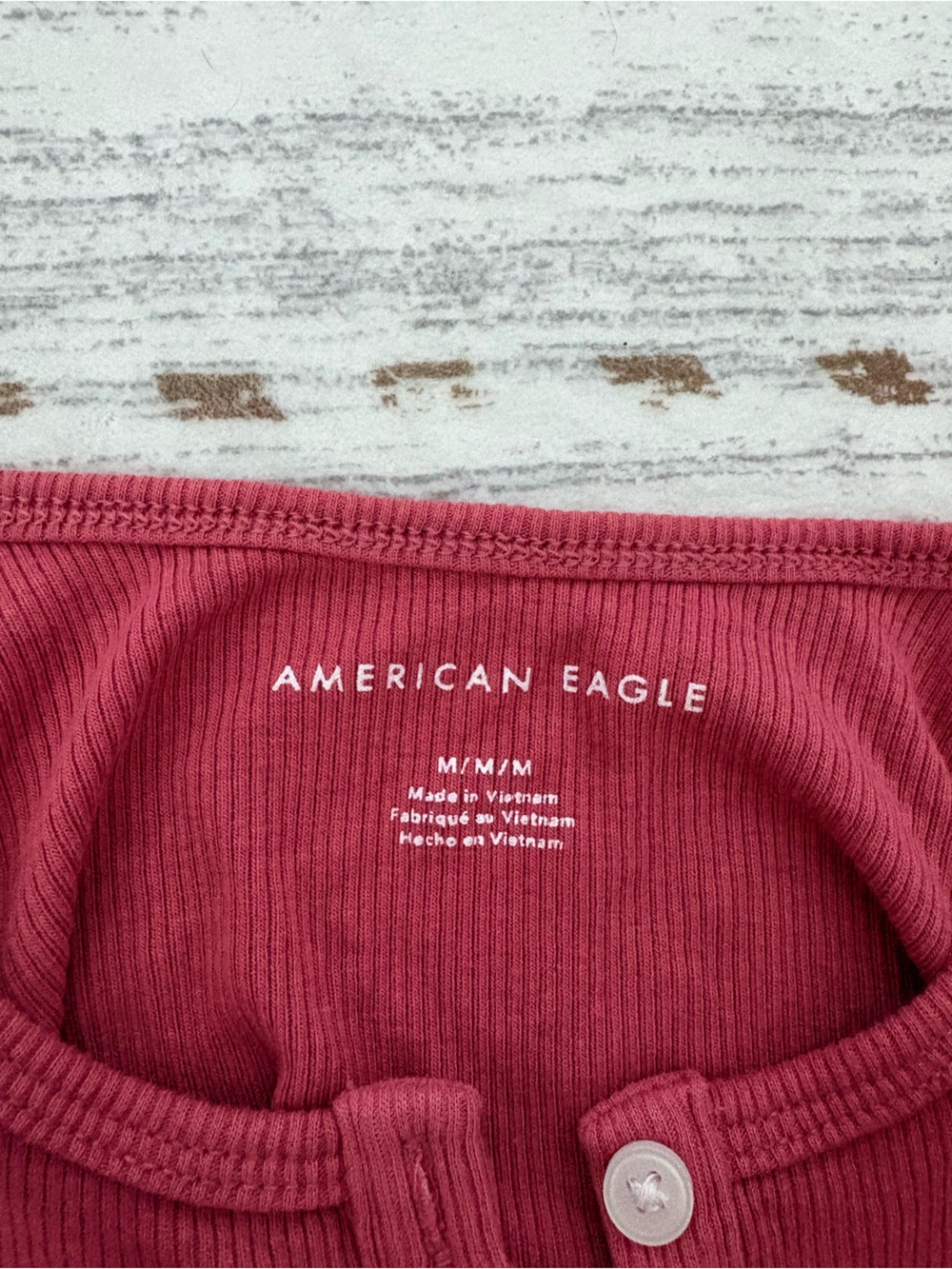 American Eagle Ribbed Button-Front Cropped Tank Top - Picture 3 of 3